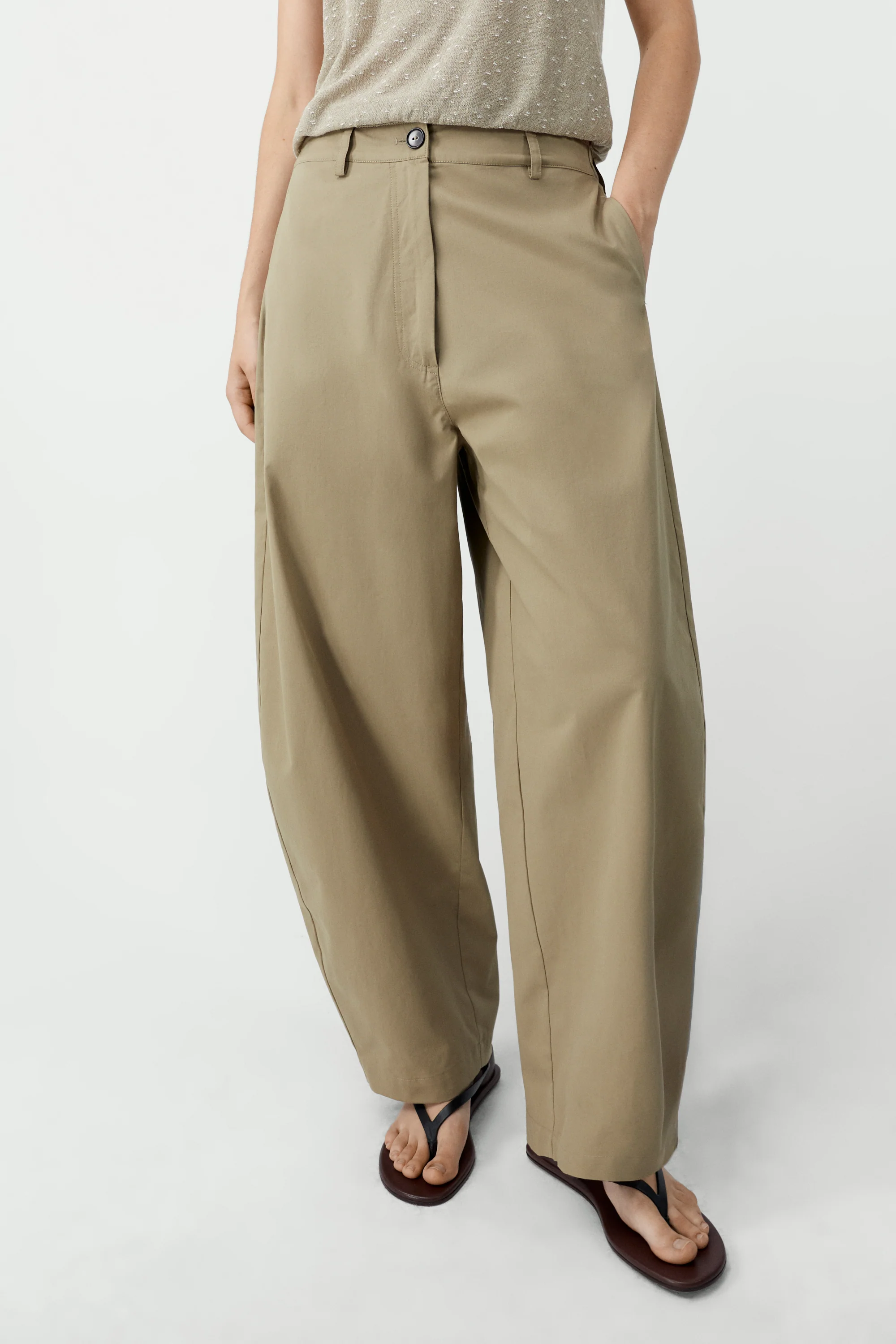 COTTON CURVED PANTS - Image 2