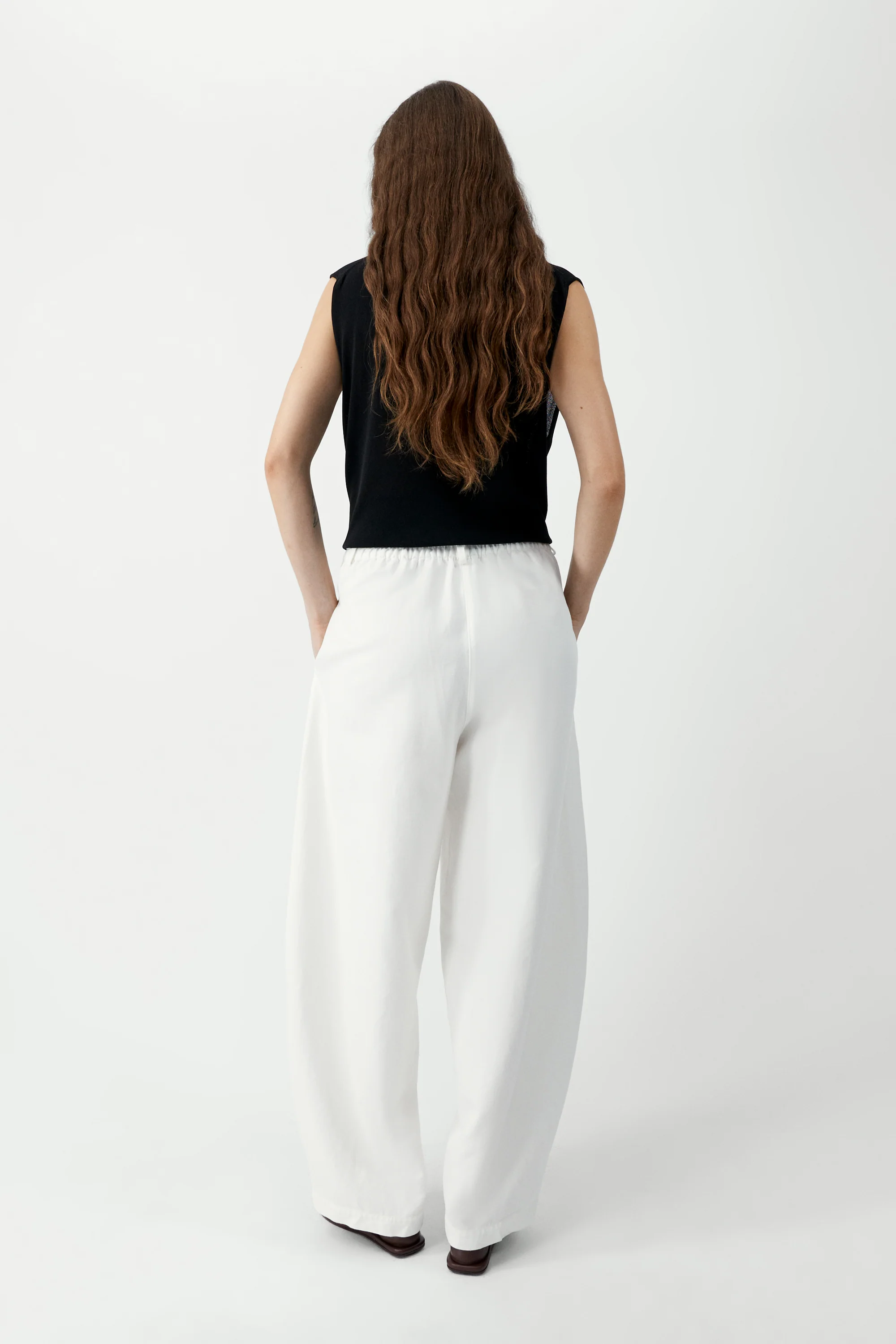 COTTON & LINEN CURVED PANTS - Image 3