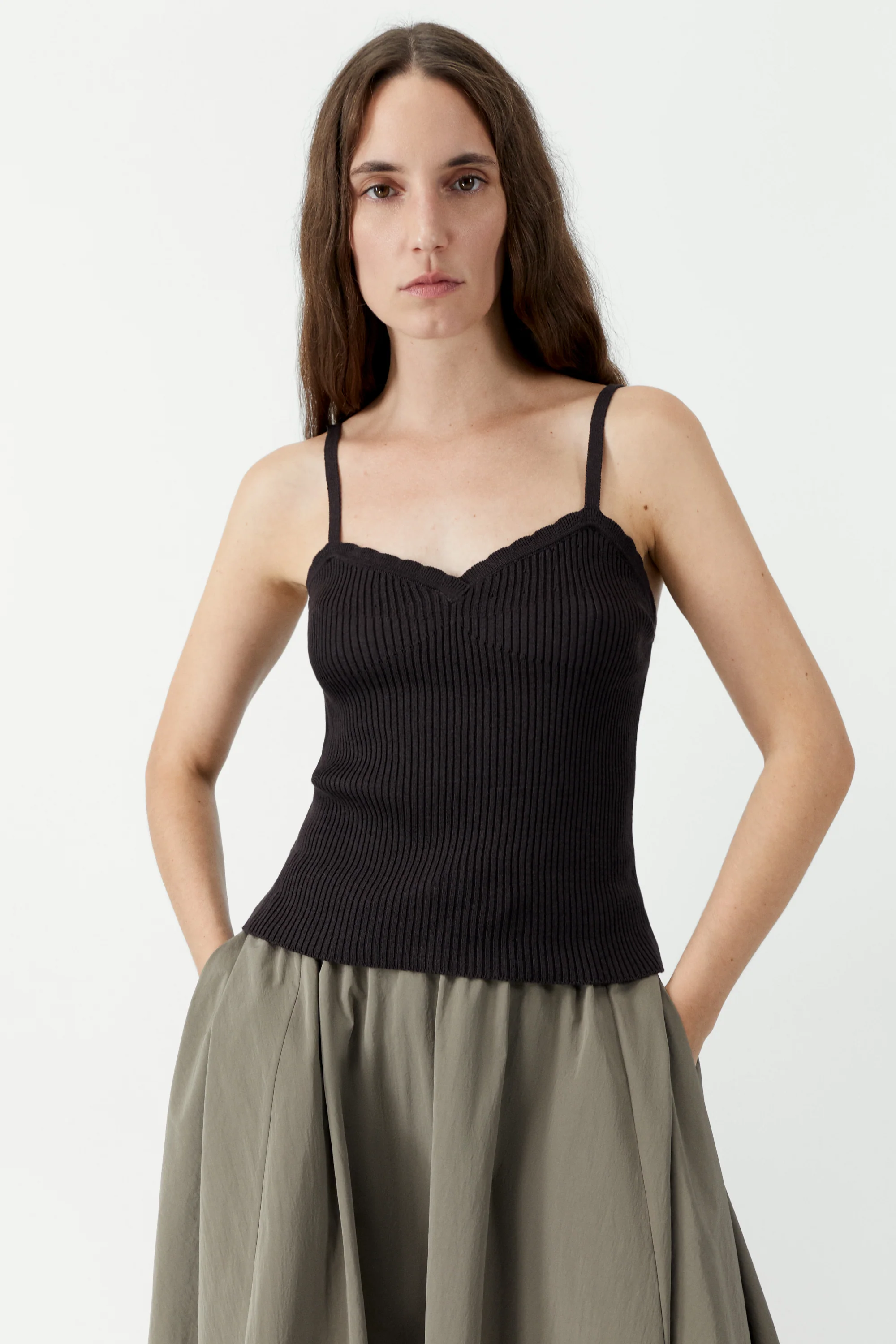 COTTON & SILK RIBBED TANK TOP - Image 2