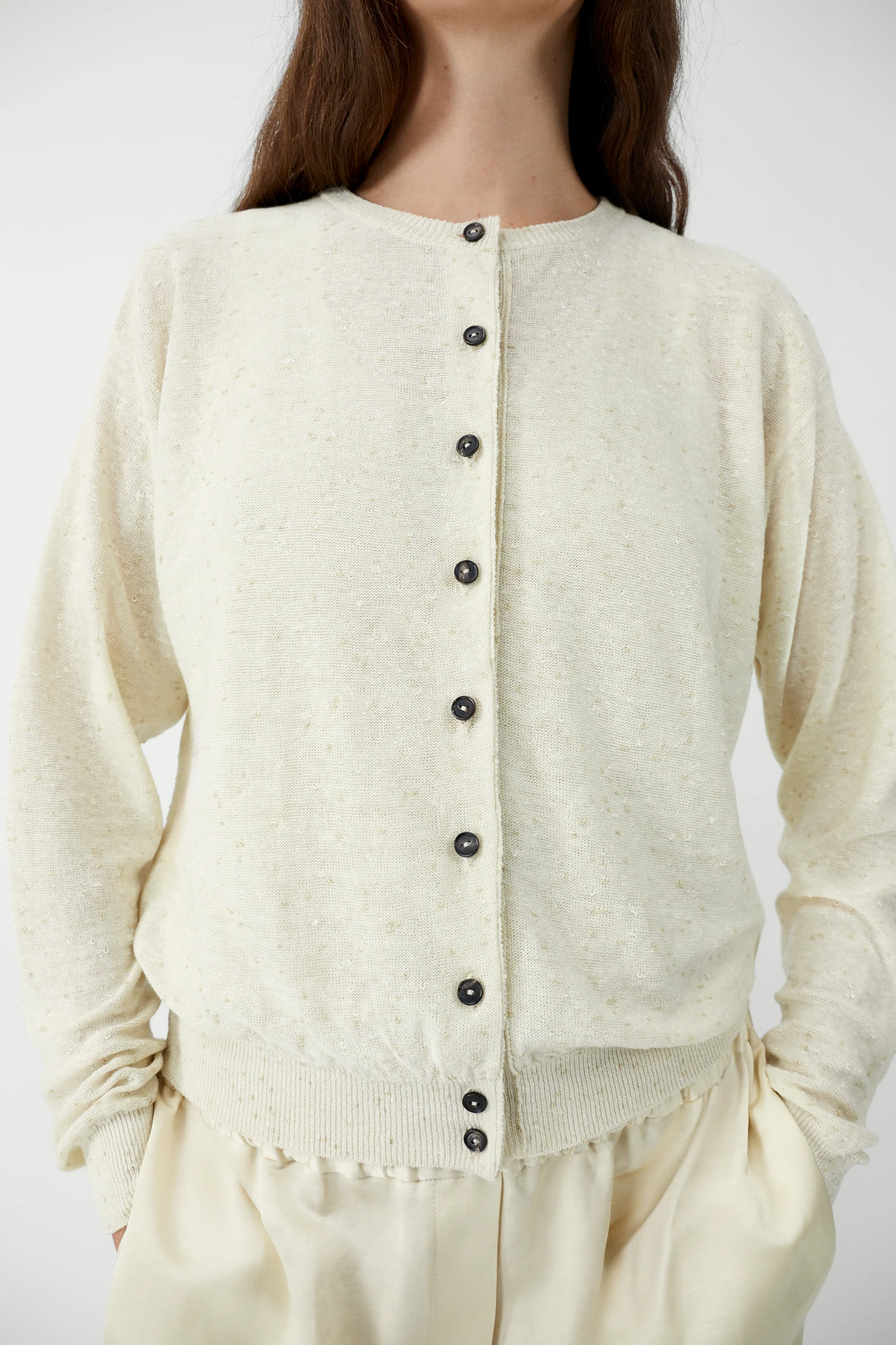 LINEN & COTTON FLECKED CARDIGAN - Image 2