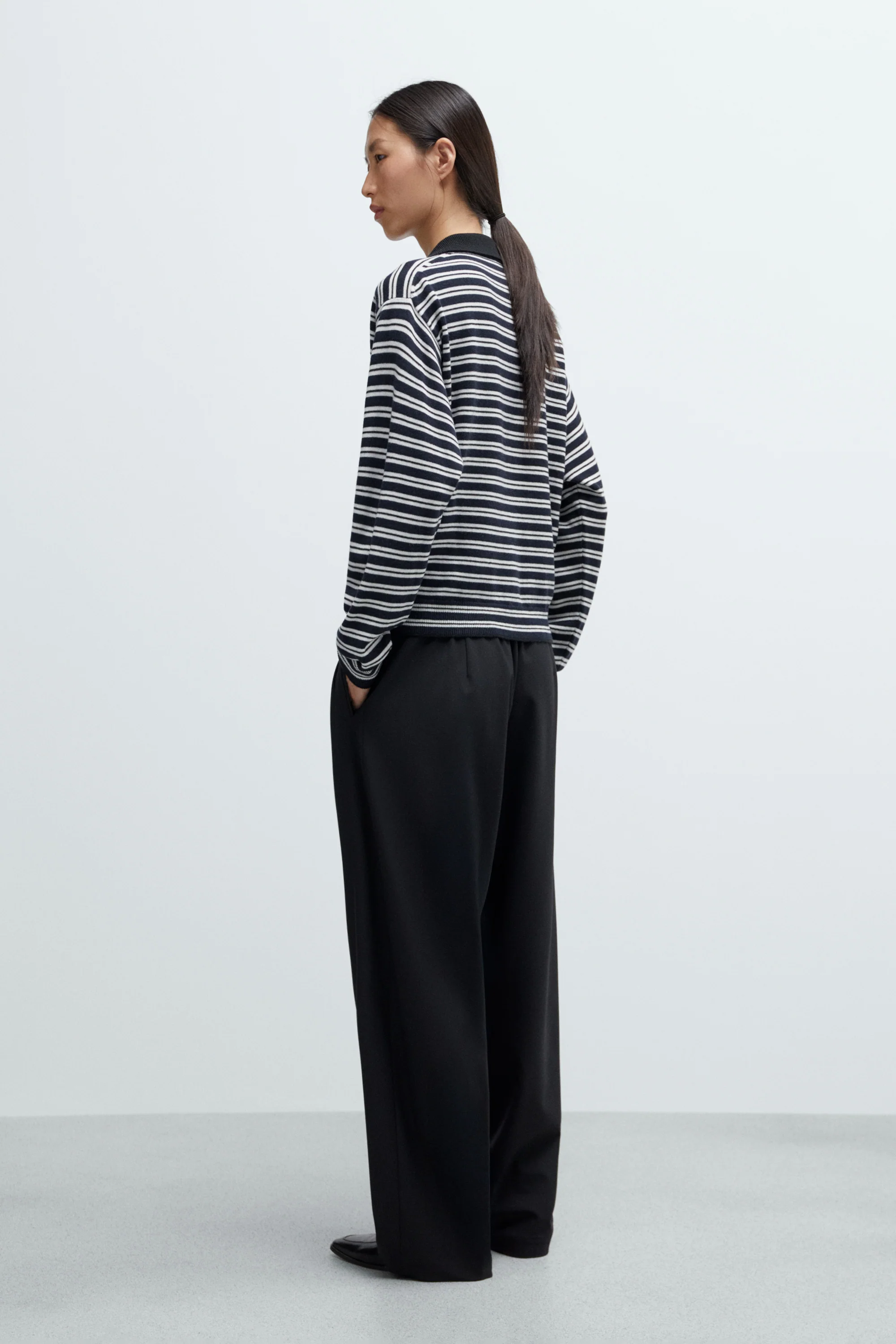 MERINO WOOL STRIPED POLO CARDIGAN - Image 3